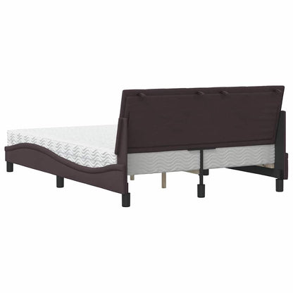 Bed met matras "Hanko" stof donkerbruin 140x200 cm