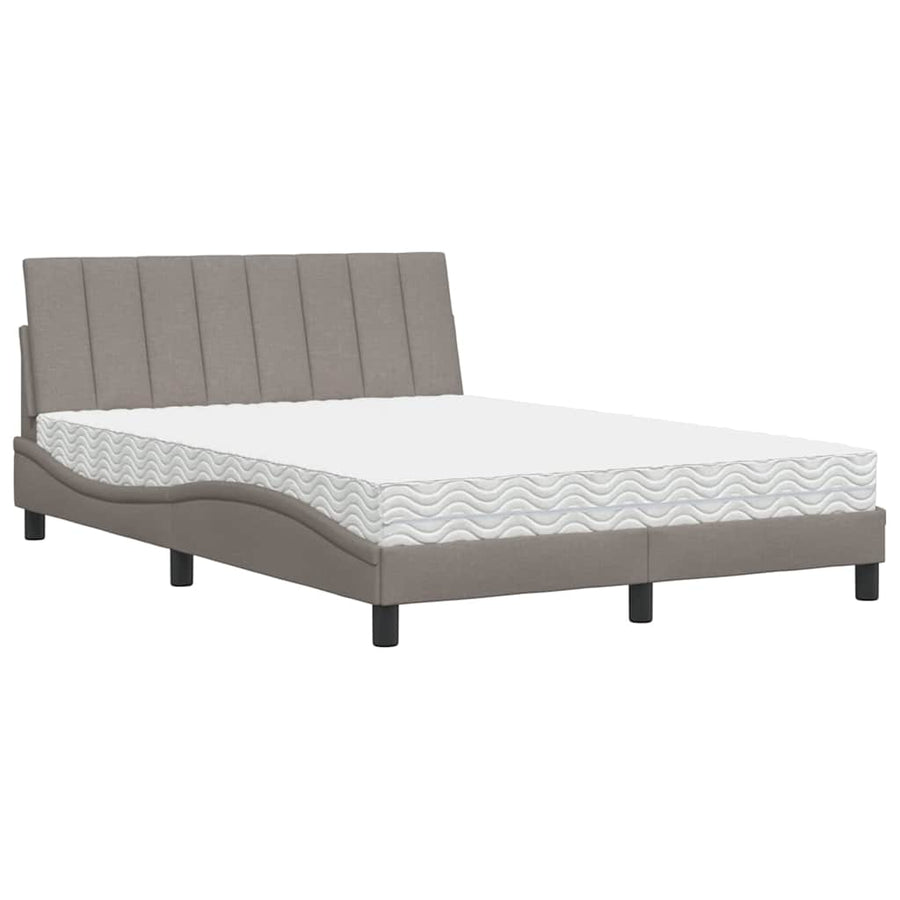 Bed Met Matras Stof 140 x 200 cm Taupe