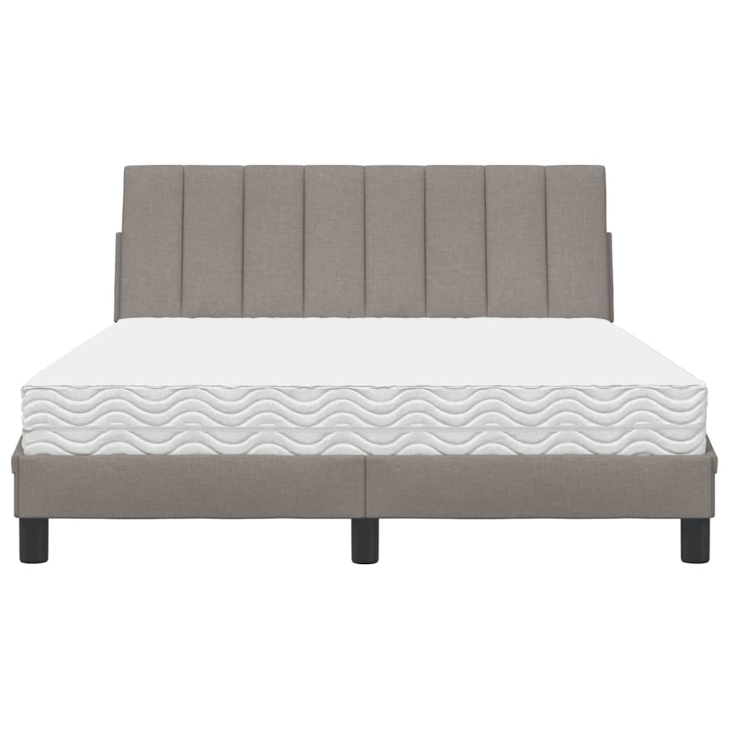 Bed Met Matras Stof 140 x 200 cm Taupe