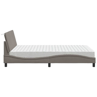 Bed Met Matras Stof 140 x 200 cm Taupe