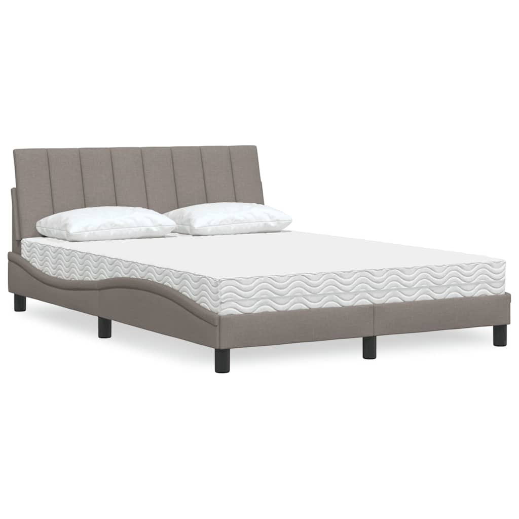 Bed Met Matras Stof 140 x 200 cm Taupe