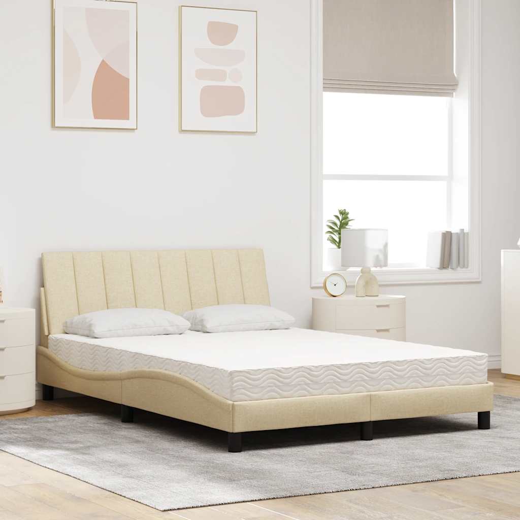 Bed met matras "Hanko" stof crèmekleurig 140x200 cm
