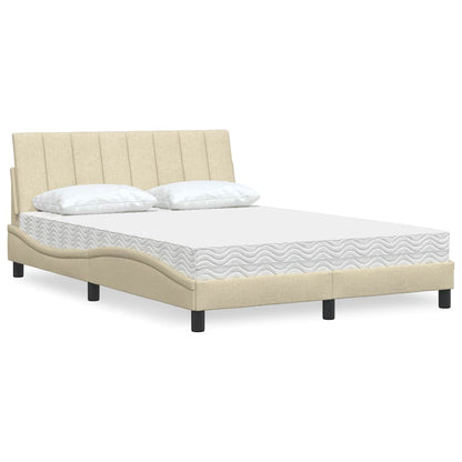 Bed met matras "Hanko" stof crèmekleurig 140x200 cm