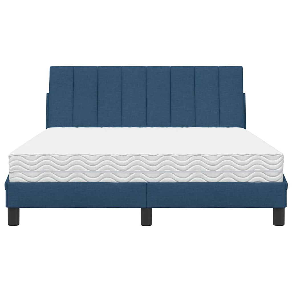 Bed Met Matras Stof 140 x 200 cm Blauw