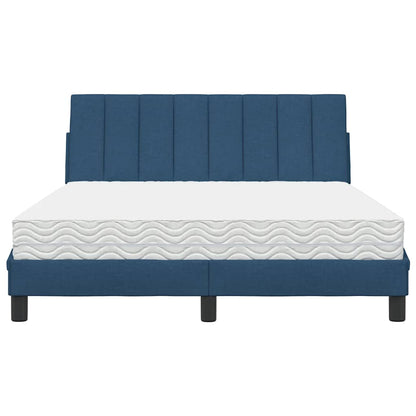 Bed Met Matras Stof 140 x 200 cm Blauw