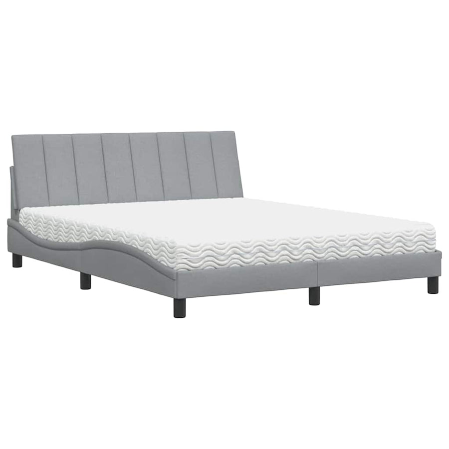 Bed met matras stof lichtgrijs 160x200 cm