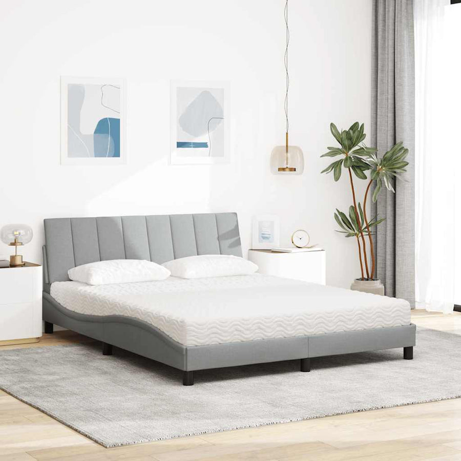 Bed met matras stof lichtgrijs 160x200 cm