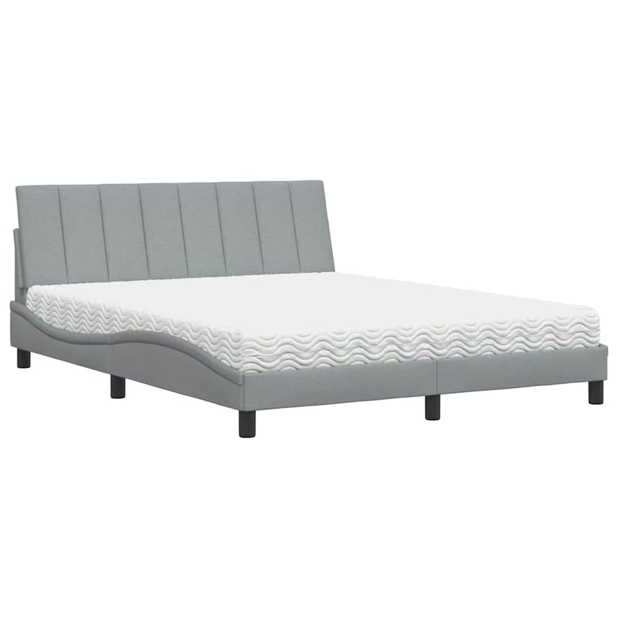 Bed met matras stof lichtgrijs 160x200 cm