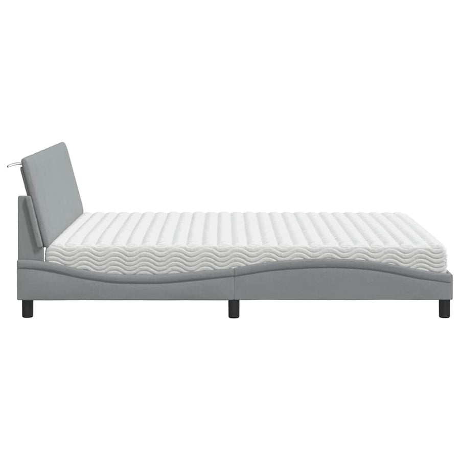 Bed met matras stof lichtgrijs 160x200 cm