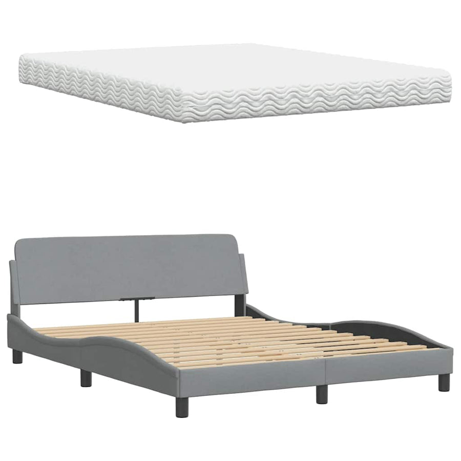 Bed met matras stof lichtgrijs 160x200 cm