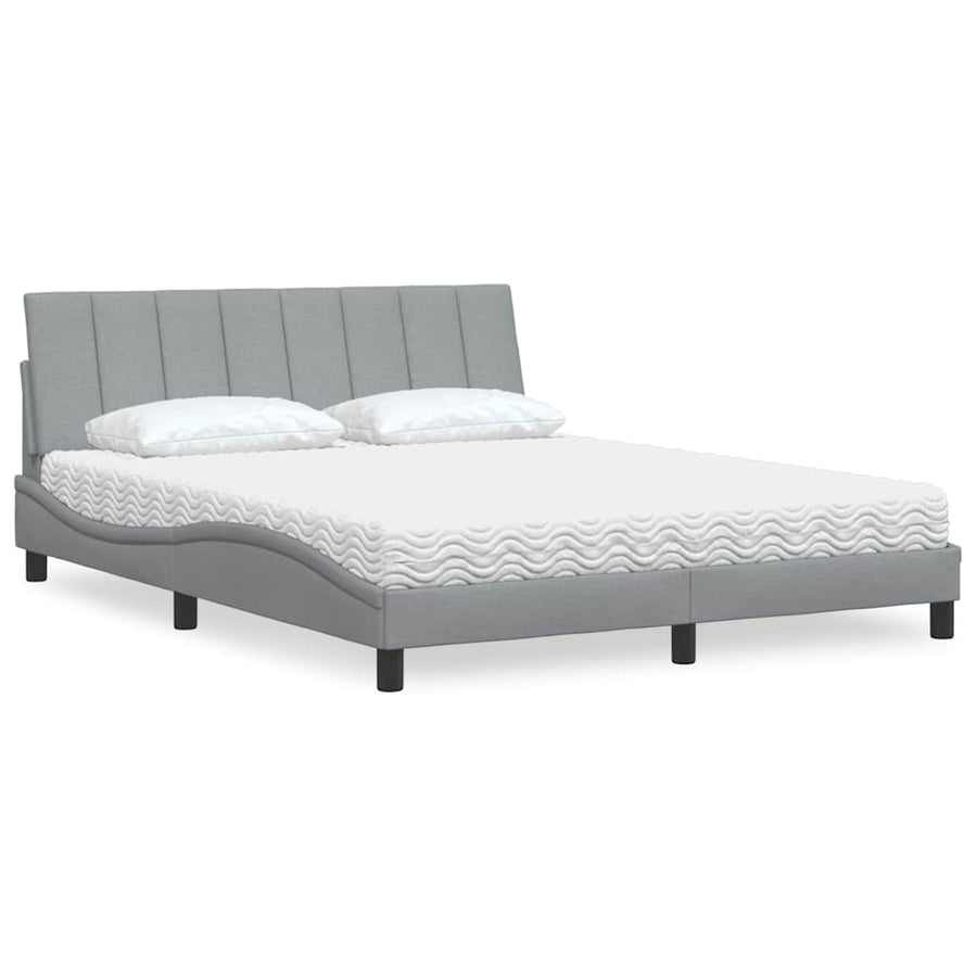 Bed met matras stof lichtgrijs 160x200 cm