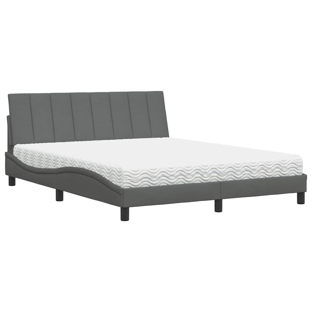 Bed met matras stof donkergrijs 160x200 cm