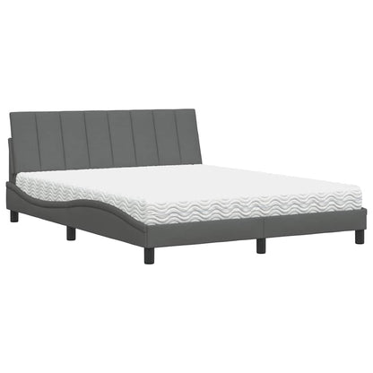 Bed met matras stof donkergrijs 160x200 cm