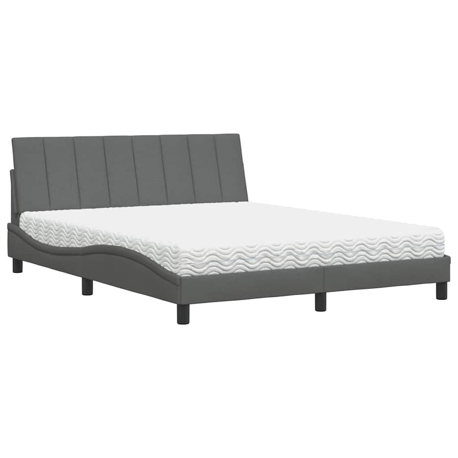 Bed met matras stof donkergrijs 160x200 cm