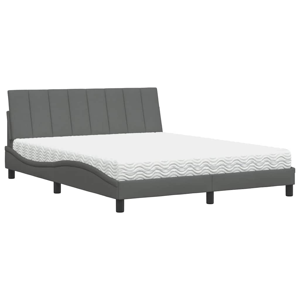 Bed met matras stof donkergrijs 160x200 cm