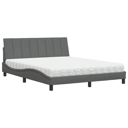 Bed met matras stof donkergrijs 160x200 cm