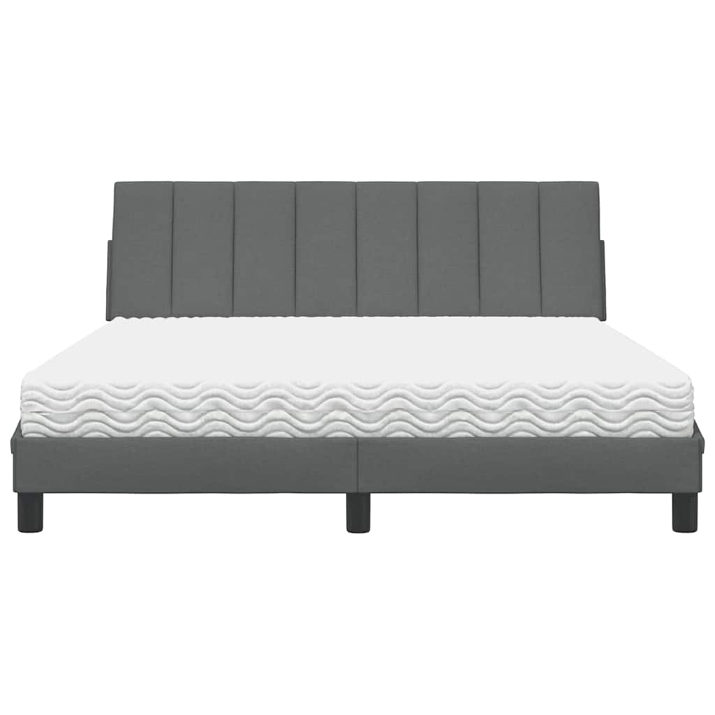 Bed met matras stof donkergrijs 160x200 cm