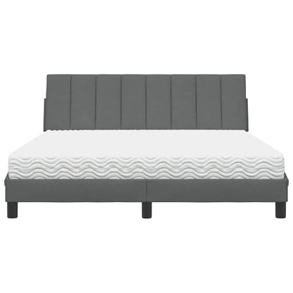 Bed met matras stof donkergrijs 160x200 cm