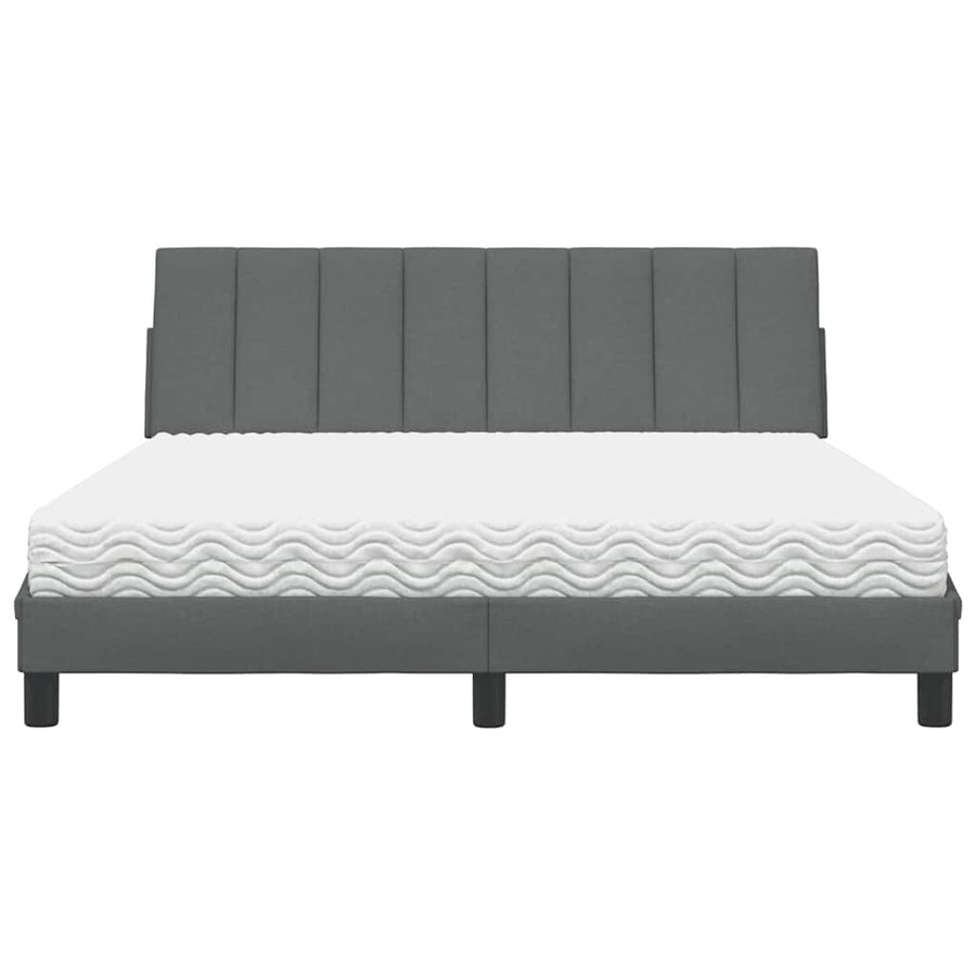 Bed met matras stof donkergrijs 160x200 cm