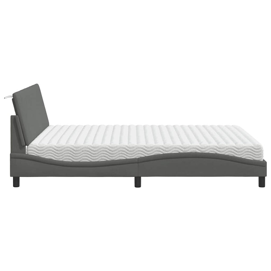 Bed met matras stof donkergrijs 160x200 cm