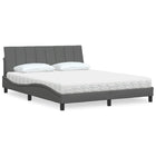 Bed with mattress "Hanko" fabric dark grey 160x200 cm
