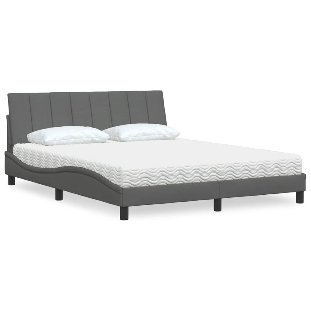 Bed met matras stof donkergrijs 160x200 cm