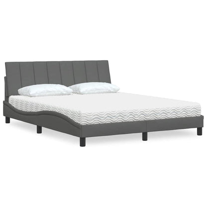 Bed met matras stof donkergrijs 160x200 cm