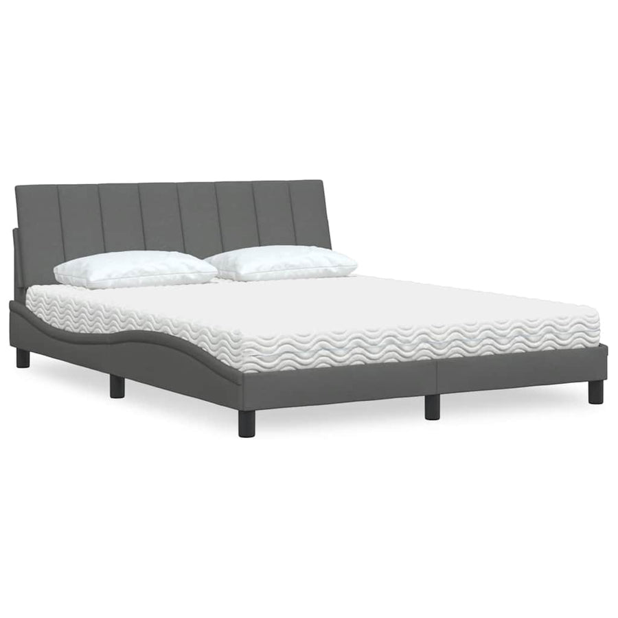Bed met matras stof donkergrijs 160x200 cm