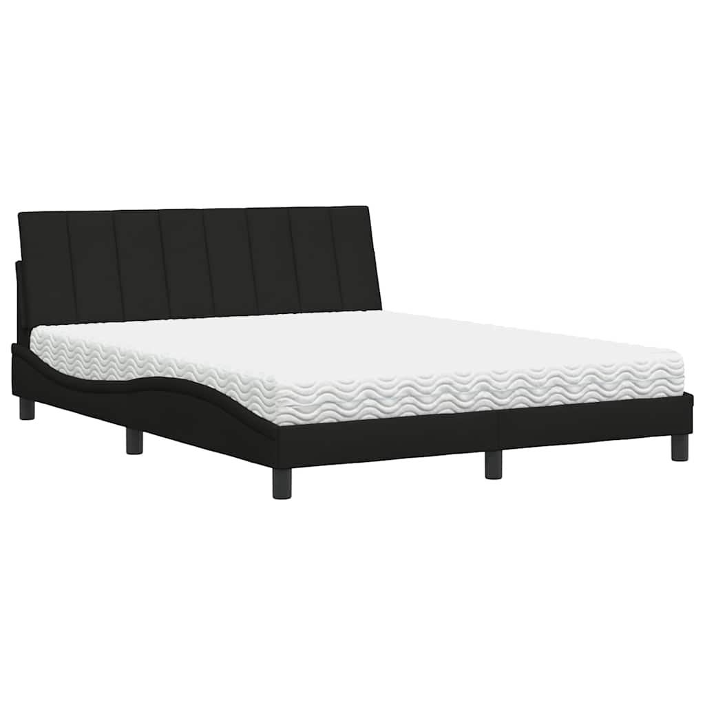 Bed Met Matras Stof 160 x 200 cm Zwart