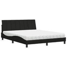 Bed Met Matras Stof 160 x 200 cm Zwart