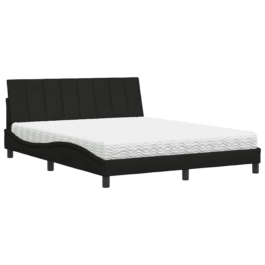 Bed Met Matras Stof 160 x 200 cm Zwart