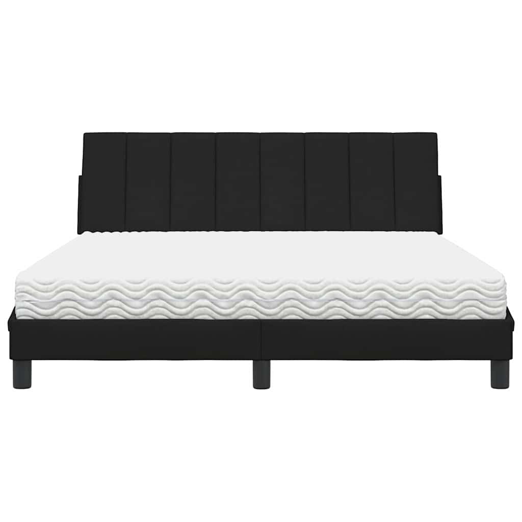 Bed Met Matras Stof 160 x 200 cm Zwart