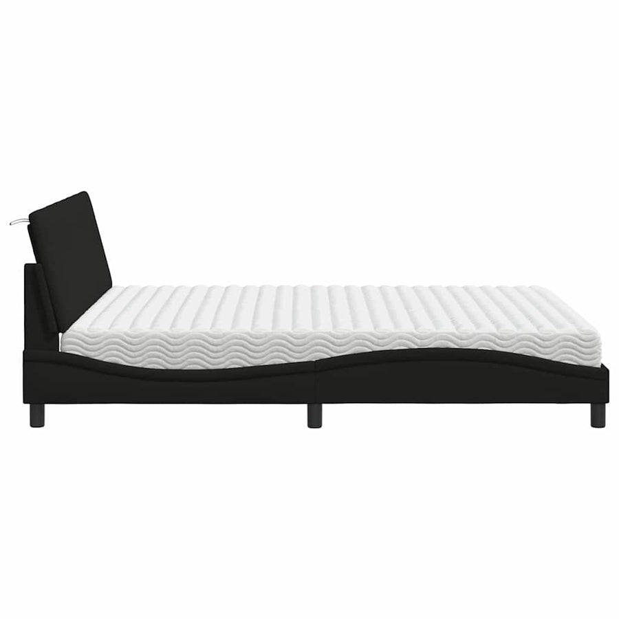 Bed Met Matras Stof 160 x 200 cm Zwart