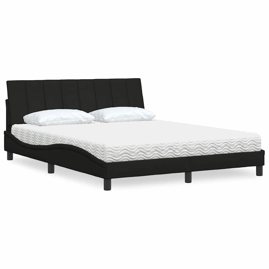 Bed Met Matras Stof 160 x 200 cm Zwart