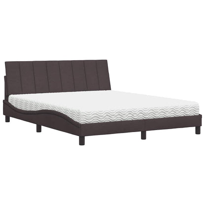Bed Met Matras Stof 160 x 200 cm Donkerbruin