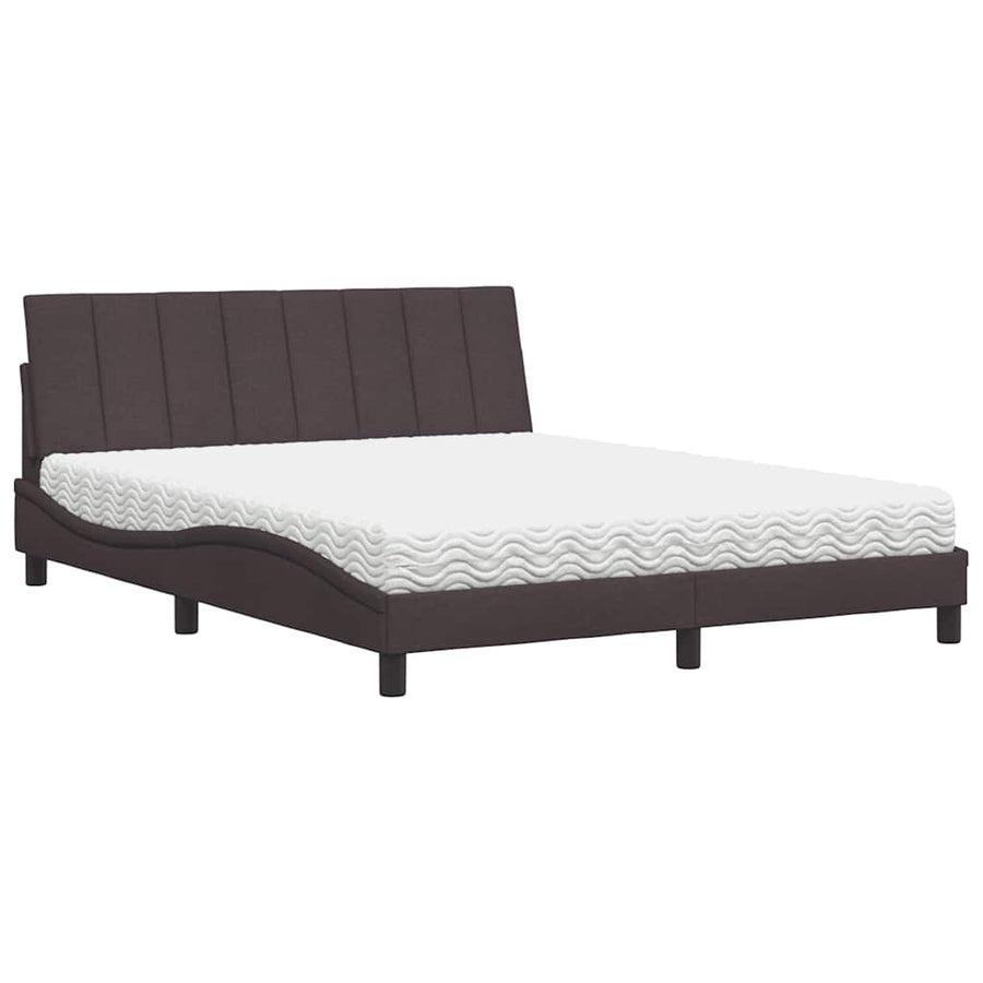 Bed Met Matras Stof 160 x 200 cm Donkerbruin