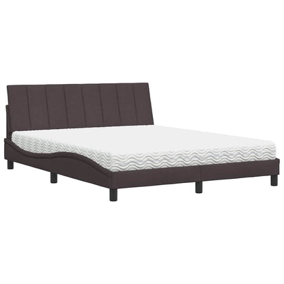 Bed Met Matras Stof 160 x 200 cm Donkerbruin