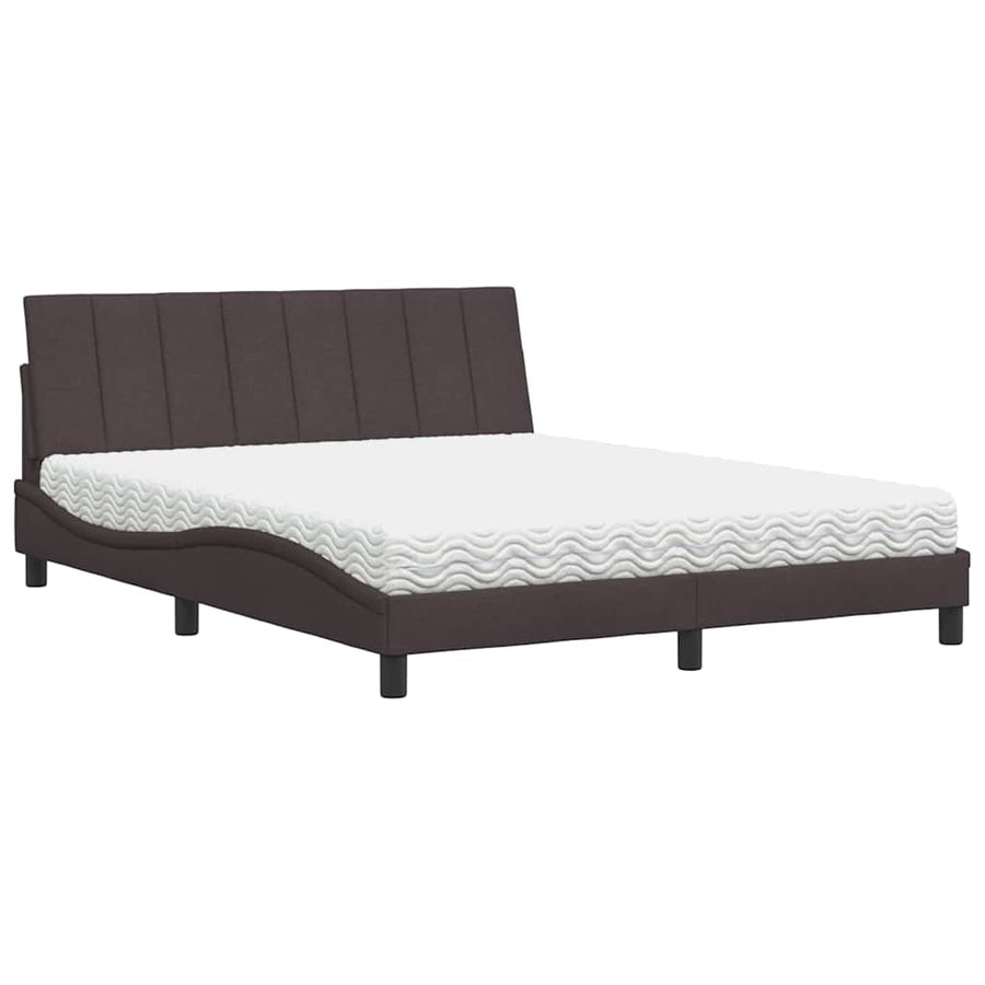 Bed Met Matras Stof 160 x 200 cm Donkerbruin