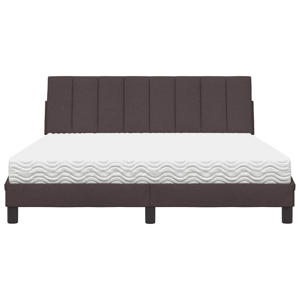 Bed Met Matras Stof 160 x 200 cm Donkerbruin
