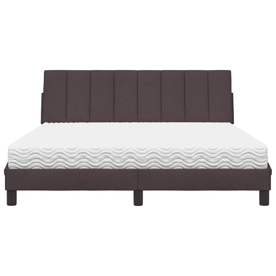 Bed Met Matras Stof 160 x 200 cm Donkerbruin