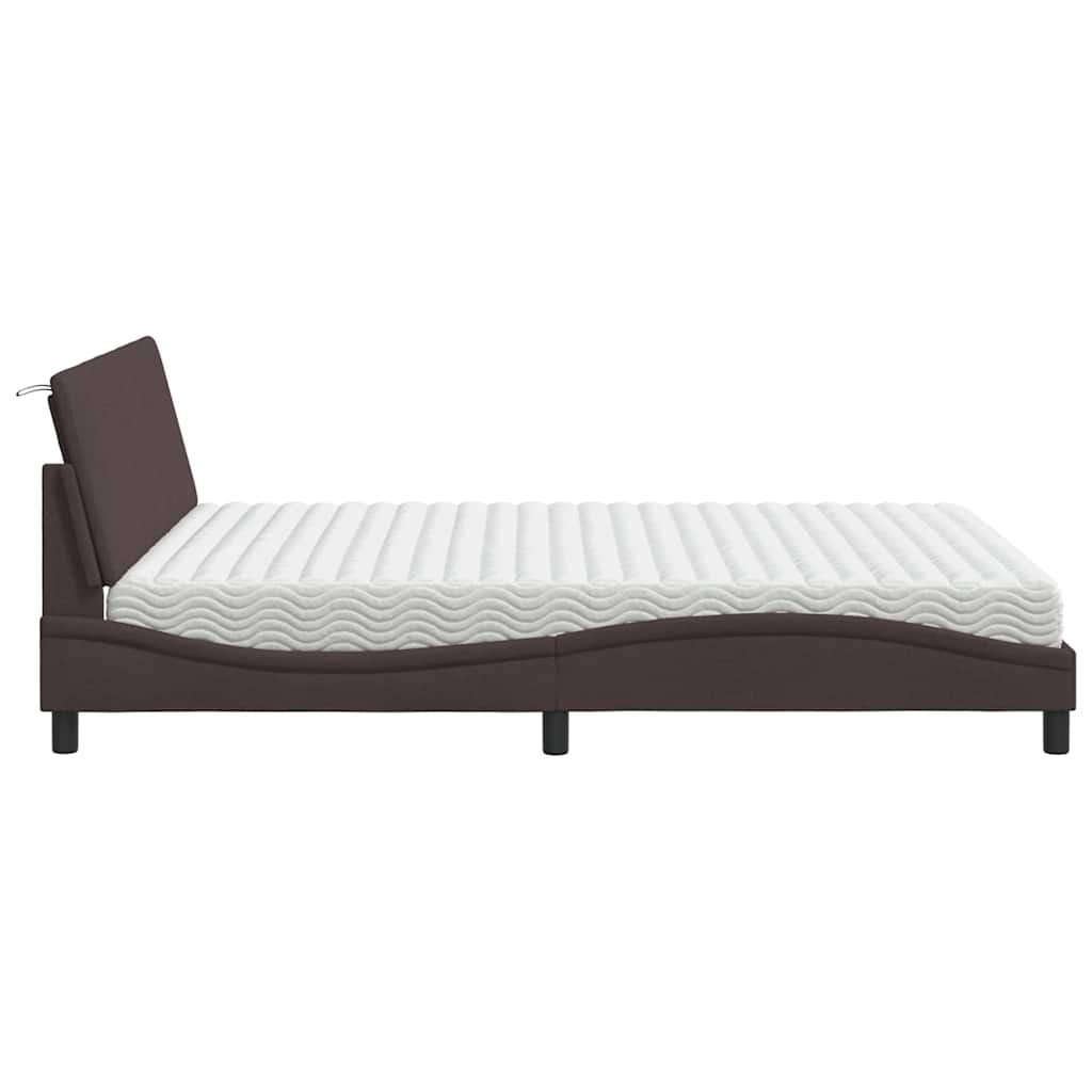 Bed Met Matras Stof 160 x 200 cm Donkerbruin