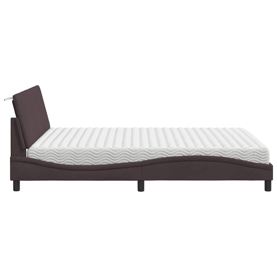 Bed Met Matras Stof 160 x 200 cm Donkerbruin