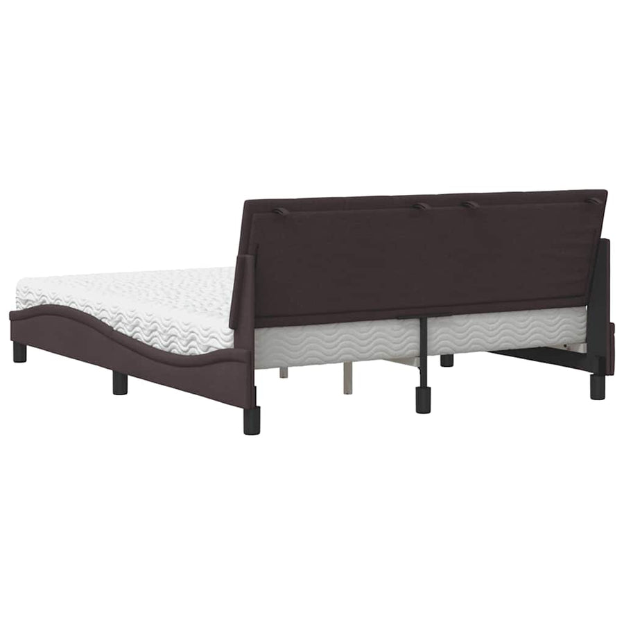 Bed Met Matras Stof 160 x 200 cm Donkerbruin