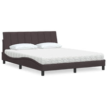 Bed Met Matras Stof 160 x 200 cm Donkerbruin