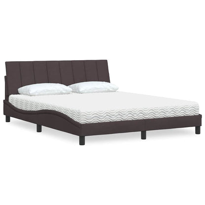 Bed Met Matras Stof 160 x 200 cm Donkerbruin