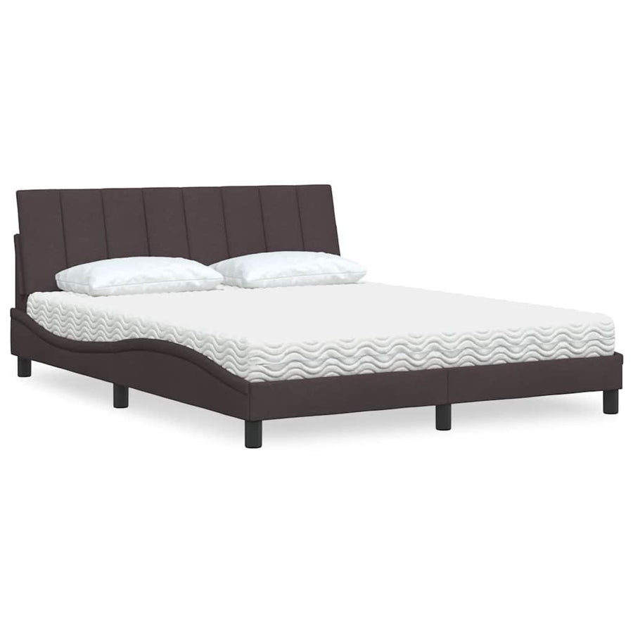 Bed Met Matras Stof 160 x 200 cm Donkerbruin