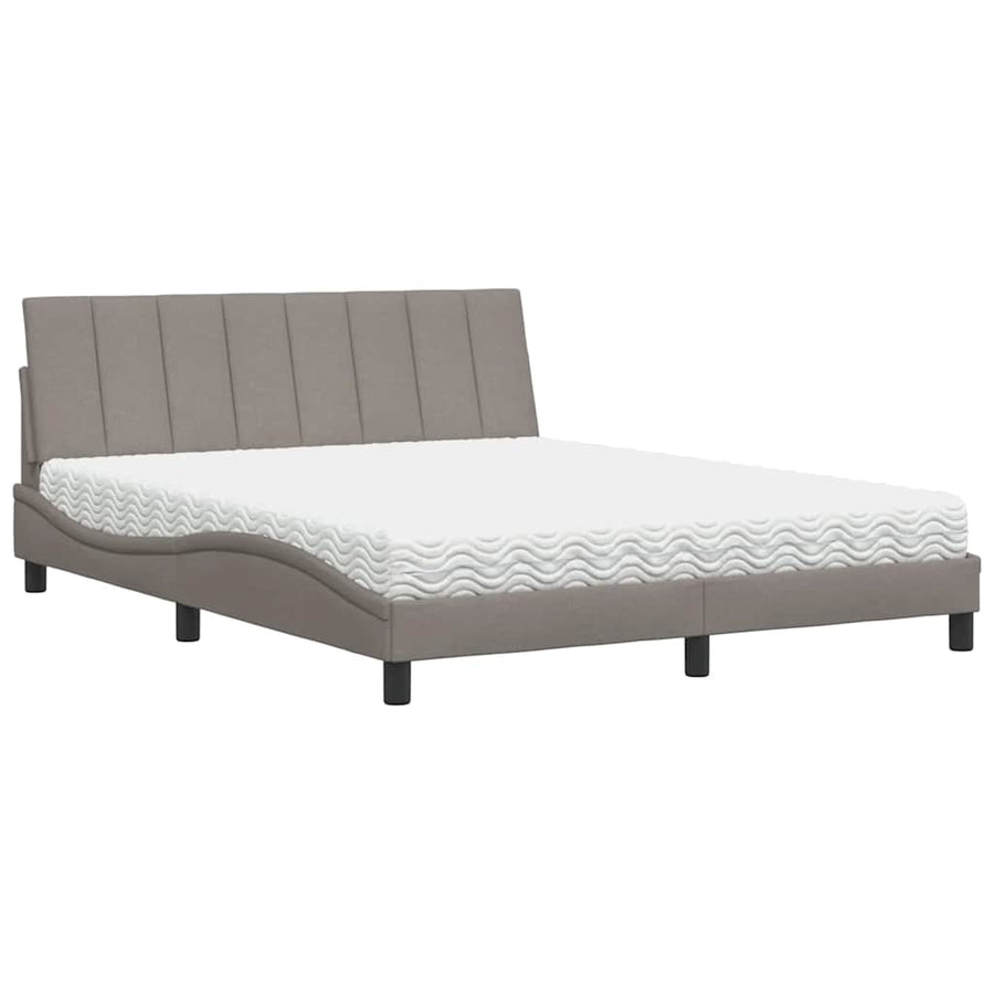 Bed Met Matras Stof 160 x 200 cm Taupe