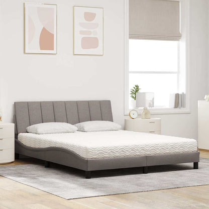 Bed Met Matras Stof 160 x 200 cm Taupe