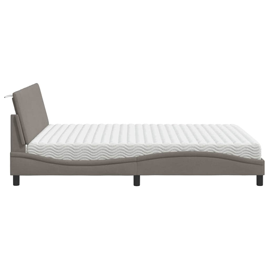 Bed Met Matras Stof 160 x 200 cm Taupe