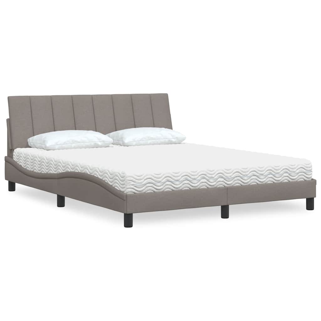 Bed Met Matras Stof 160 x 200 cm Taupe